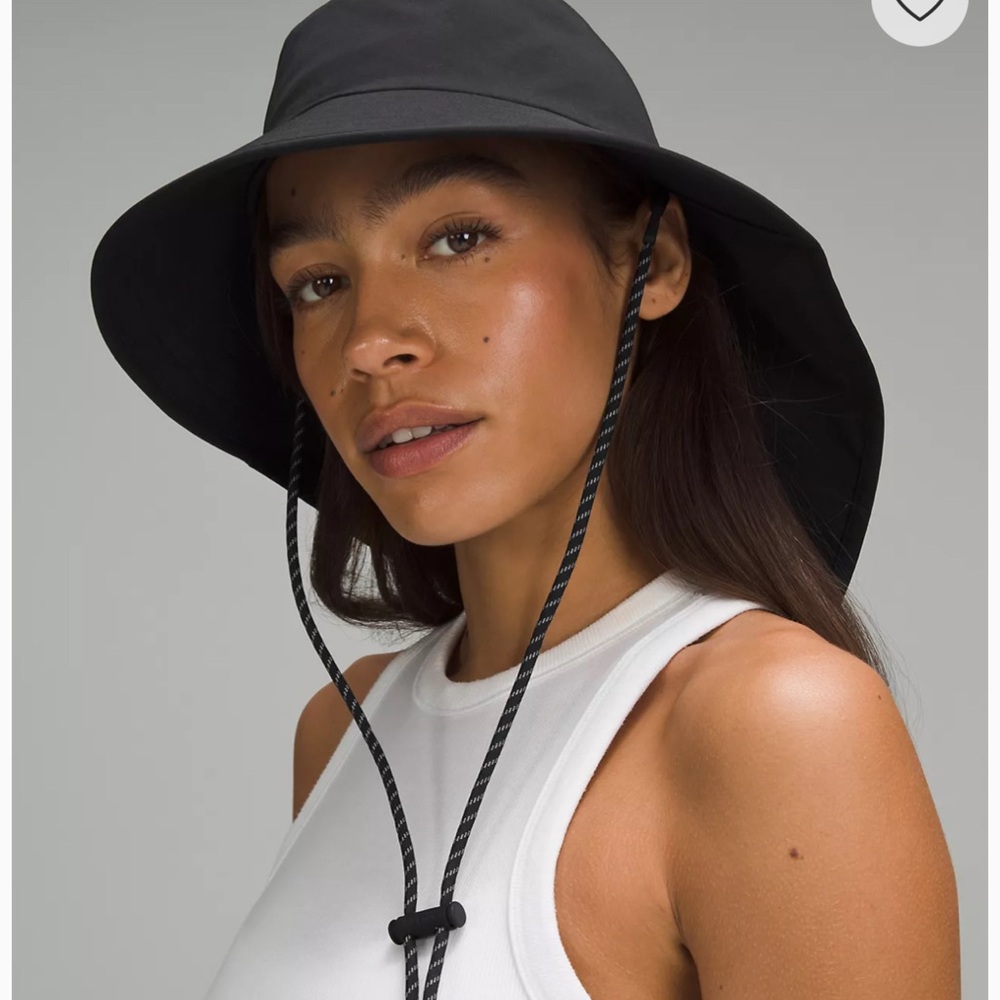 Black Wide-Brim Sun Hat S/M Black
